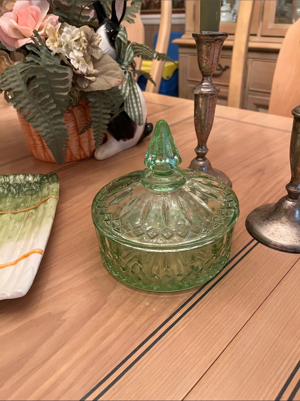 Depression Green Glass Candy Dish